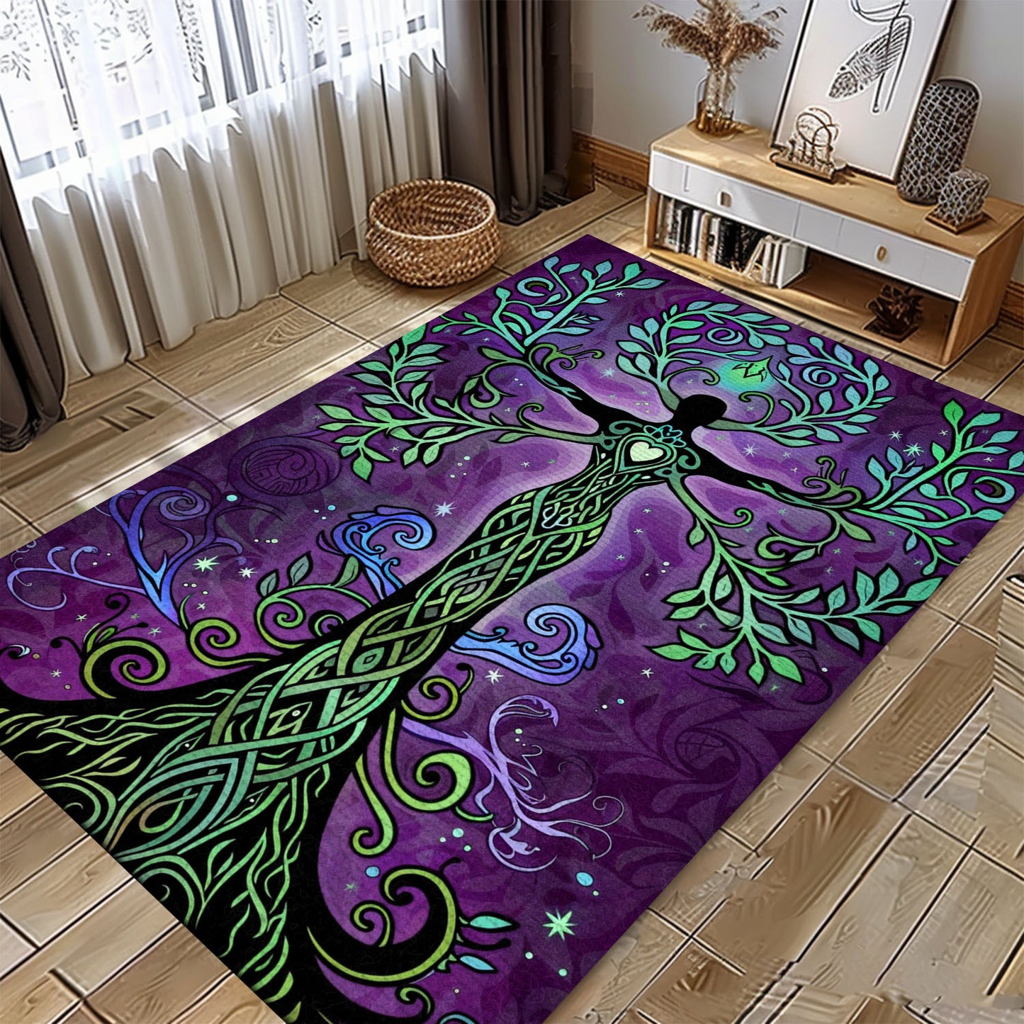 Intricate Viking Area Rug Depicting Tree of Life Symbolism, Personalized Carpet Viking, Viking Area Rugs for Living Room, Viking Carpet Bedroom, Popular Rug Full Size (3x5, 4x6, 5x8) V124