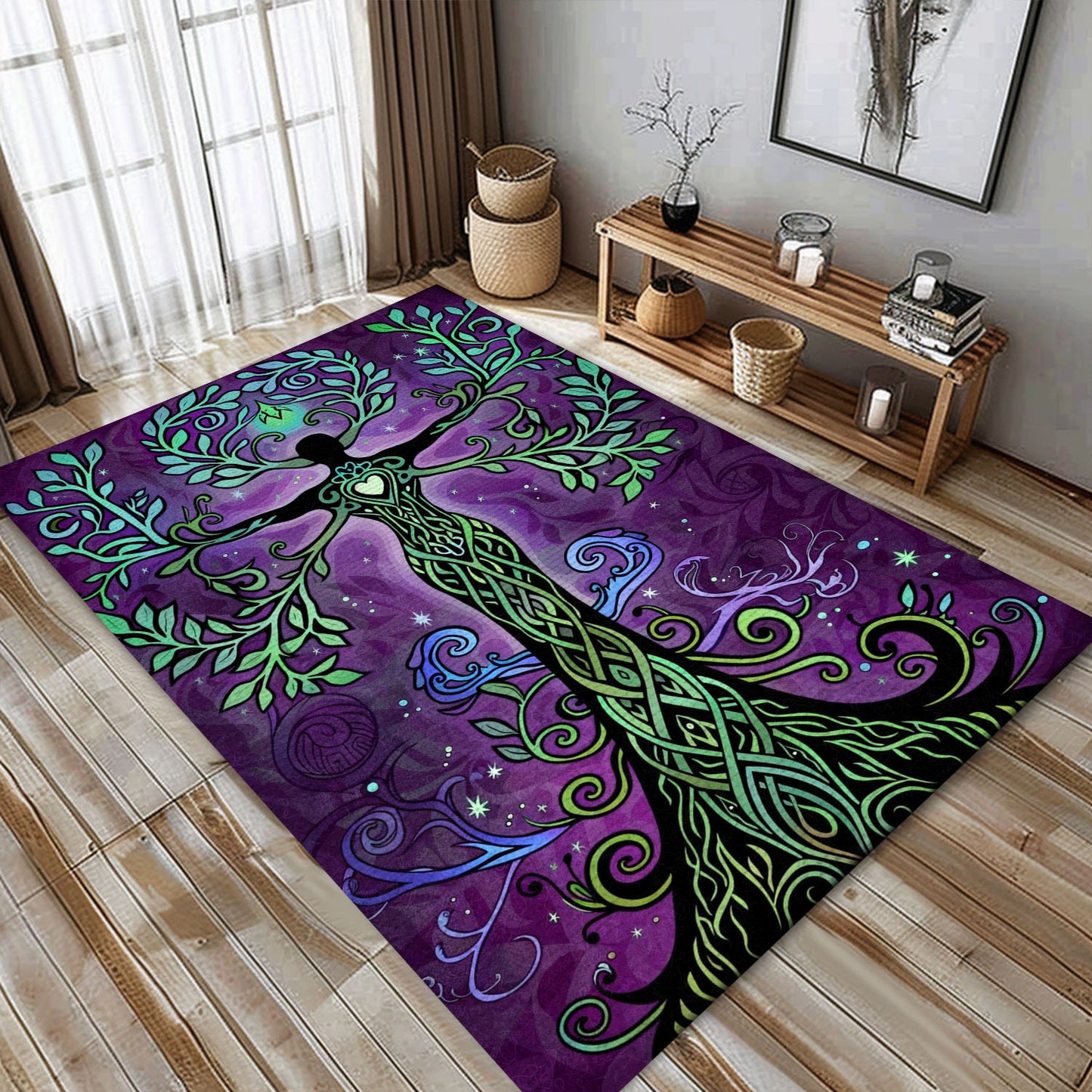 Intricate Viking Area Rug Depicting Tree of Life Symbolism, Personalized Carpet Viking, Viking Area Rugs for Living Room, Viking Carpet Bedroom, Popular Rug Full Size (3x5, 4x6, 5x8) V124