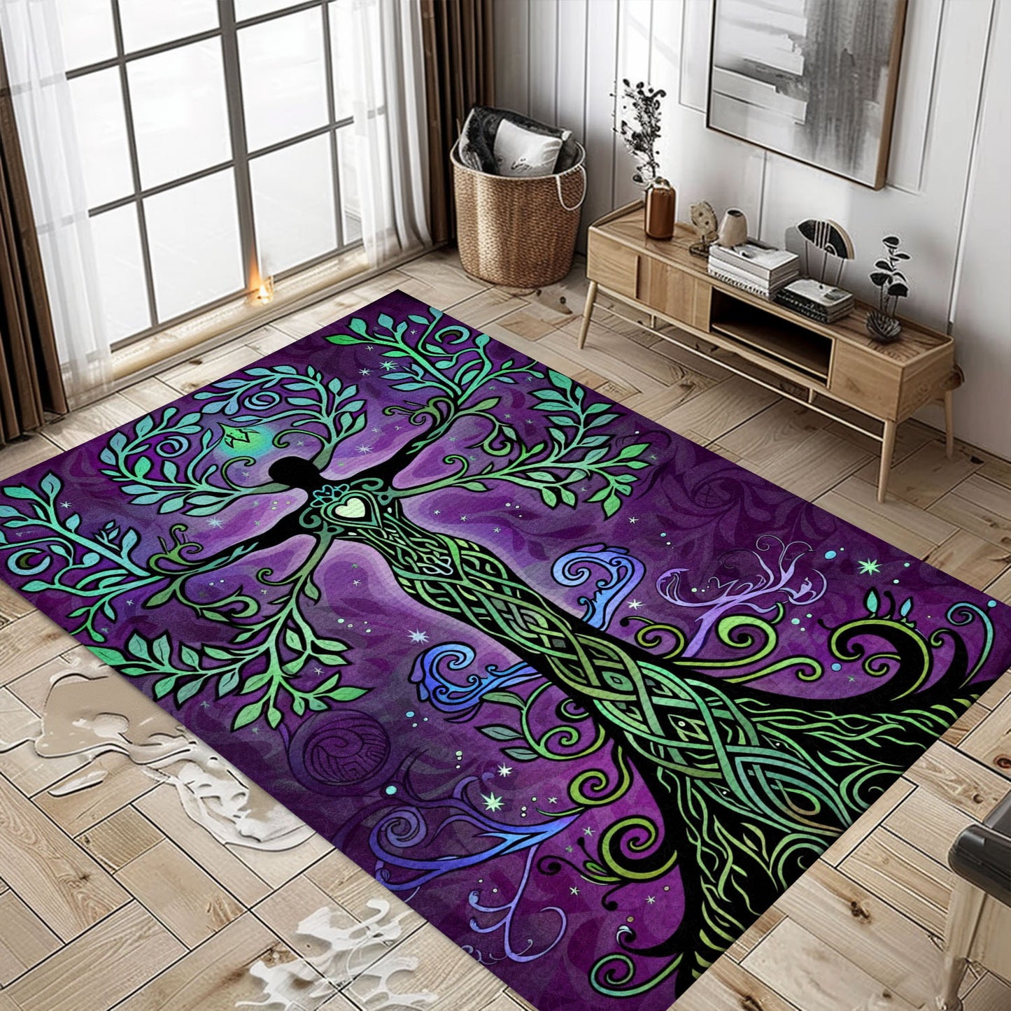 Intricate Viking Area Rug Depicting Tree of Life Symbolism, Personalized Carpet Viking, Viking Area Rugs for Living Room, Viking Carpet Bedroom, Popular Rug Full Size (3x5, 4x6, 5x8) V124