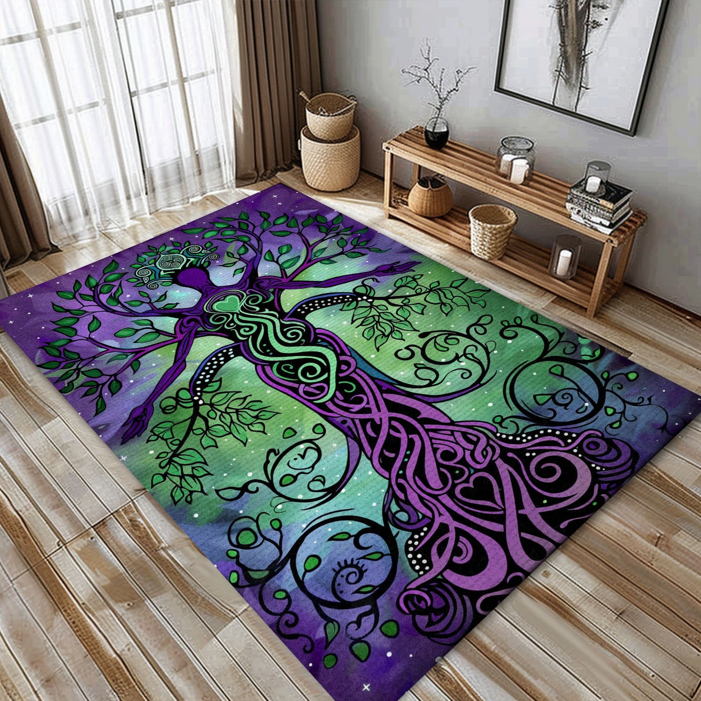 Unique Viking Tree of Life Rug for Home Decor, Personalized Carpet Viking, Viking Area Rugs for Living Room, Viking Carpet Bedroom, Popular Rug Full Size (3x5, 4x6, 5x8) V123