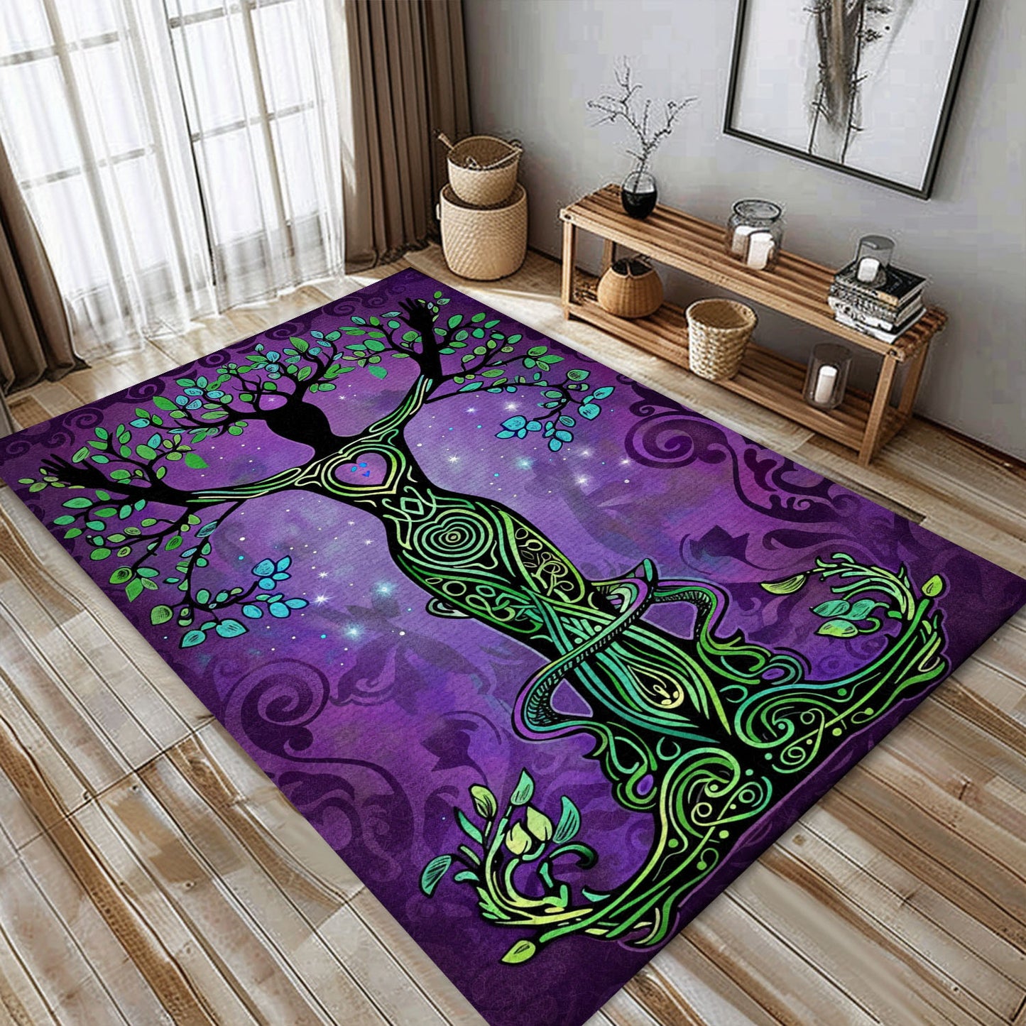 Norse Mythology Inspired Viking Rug with Tree of Life Motif, Personalized Carpet Viking, Viking Area Rugs for Living Room, Viking Carpet Bedroom, Popular Rug Full Size (3x5, 4x6, 5x8) V122