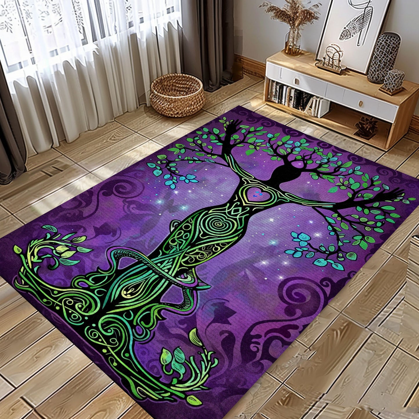 Norse Mythology Inspired Viking Rug with Tree of Life Motif, Personalized Carpet Viking, Viking Area Rugs for Living Room, Viking Carpet Bedroom, Popular Rug Full Size (3x5, 4x6, 5x8) V122