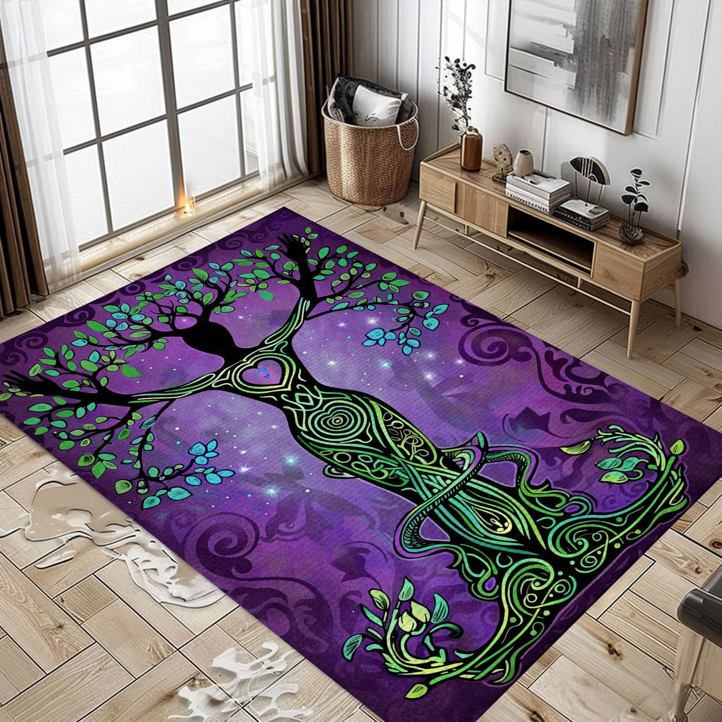 Norse Mythology Inspired Viking Rug with Tree of Life Motif, Personalized Carpet Viking, Viking Area Rugs for Living Room, Viking Carpet Bedroom, Popular Rug Full Size (3x5, 4x6, 5x8) V122