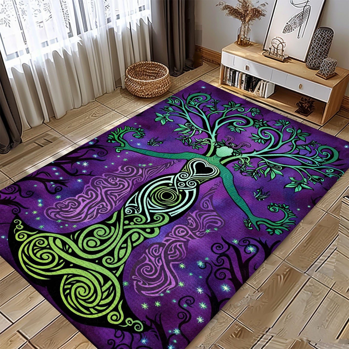 Viking Tree of Life Rug: Mythological Decor for Bedroom and Living Room, Personalized Carpet Viking, Popular Rug Full Size (3x5, 4x6, 5x8) V121