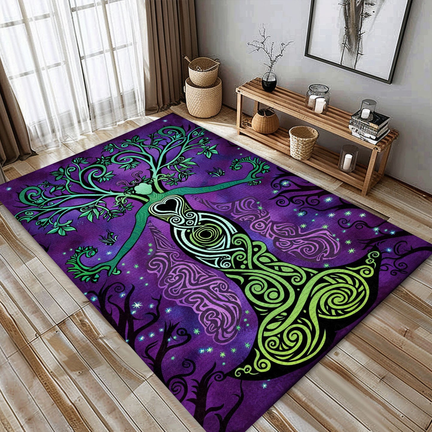 Viking Tree of Life Rug: Mythological Decor for Bedroom and Living Room, Personalized Carpet Viking, Popular Rug Full Size (3x5, 4x6, 5x8) V121