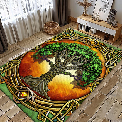 Symbolic Norse Influence on Viking Area Rug with Tree of Life, Personalized Carpet Viking, Viking Area Rugs for Living Room, Viking Carpet Bedroom, Popular Rug Full Size (3x5, 4x6, 5x8) V120