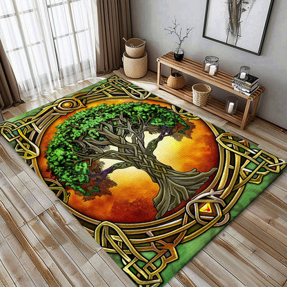 Symbolic Norse Influence on Viking Area Rug with Tree of Life, Personalized Carpet Viking, Viking Area Rugs for Living Room, Viking Carpet Bedroom, Popular Rug Full Size (3x5, 4x6, 5x8) V120