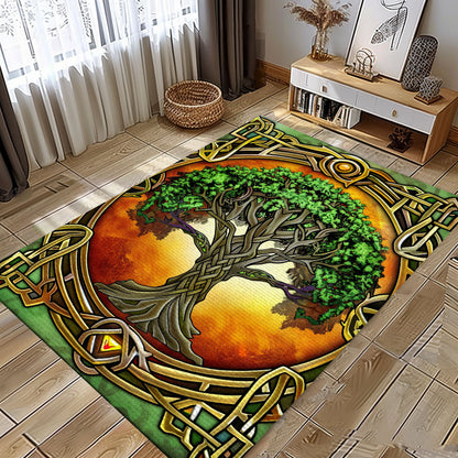 Symbolic Norse Influence on Viking Area Rug with Tree of Life, Personalized Carpet Viking, Viking Area Rugs for Living Room, Viking Carpet Bedroom, Popular Rug Full Size (3x5, 4x6, 5x8) V120