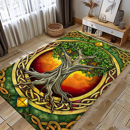 Viking Tree of Life Rug: Mythological Tapestry for Home, Personalized Carpet Viking, Viking Area Rugs for Living Room, Viking Carpet Bedroom, Popular Rug Full Size (3x5, 4x6, 5x8) V119