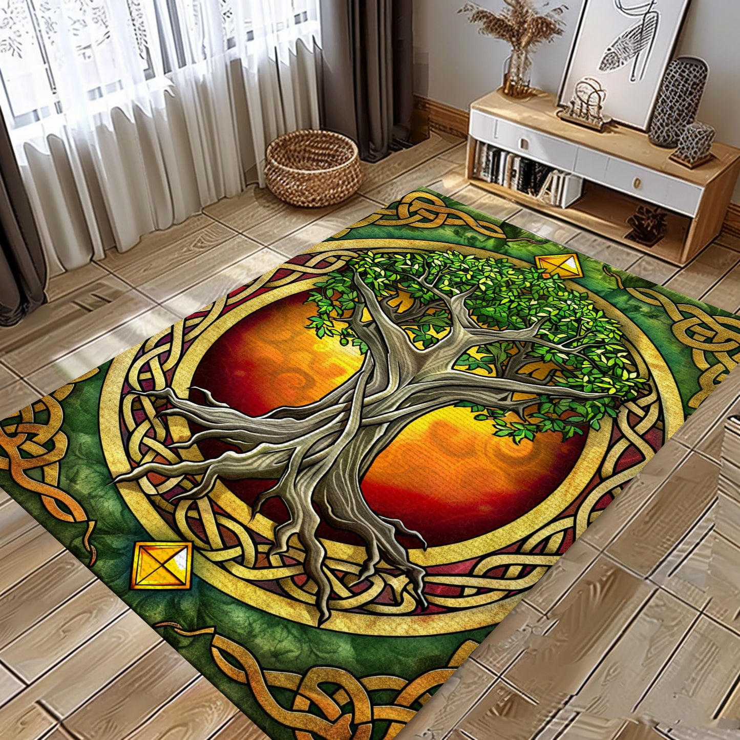 Viking Tree of Life Rug: Mythological Tapestry for Home, Personalized Carpet Viking, Viking Area Rugs for Living Room, Viking Carpet Bedroom, Popular Rug Full Size (3x5, 4x6, 5x8) V119