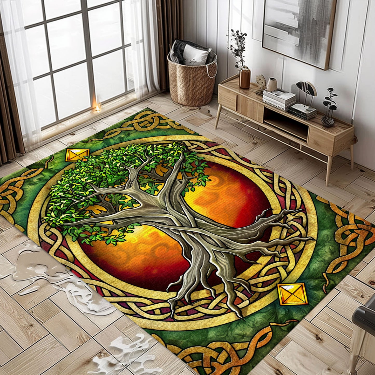 Viking Tree of Life Rug: Mythological Tapestry for Home, Personalized Carpet Viking, Viking Area Rugs for Living Room, Viking Carpet Bedroom, Popular Rug Full Size (3x5, 4x6, 5x8) V119