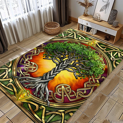 Unique Viking Rug Depicting Symbolic Tree of Life, Personalized Carpet Viking, Viking Area Rugs for Living Room, Viking Carpet Bedroom, Popular Rug Full Size (3x5, 4x6, 5x8) V117