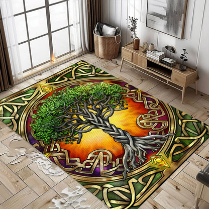 Unique Viking Rug Depicting Symbolic Tree of Life, Personalized Carpet Viking, Viking Area Rugs for Living Room, Viking Carpet Bedroom, Popular Rug Full Size (3x5, 4x6, 5x8) V117