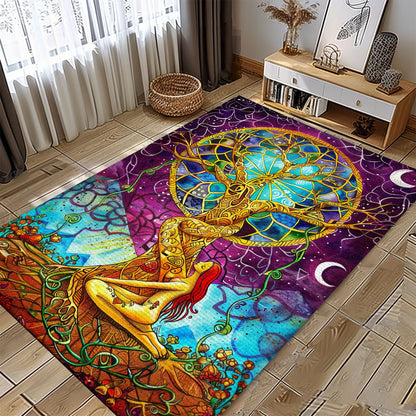 Symbolic Viking Tree of Life Rug: Cultural Decor Piece, Personalized Carpet Viking, Viking Area Rugs for Living Room, Viking Carpet Bedroom, Popular Rug Full Size (3x5, 4x6, 5x8) V127