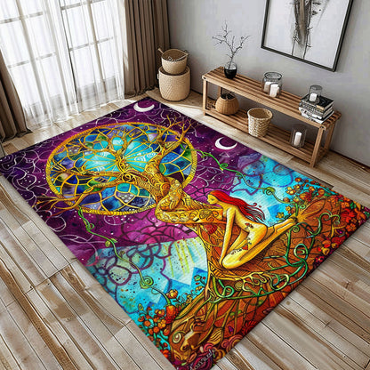 Symbolic Viking Tree of Life Rug: Cultural Decor Piece, Personalized Carpet Viking, Viking Area Rugs for Living Room, Viking Carpet Bedroom, Popular Rug Full Size (3x5, 4x6, 5x8) V127