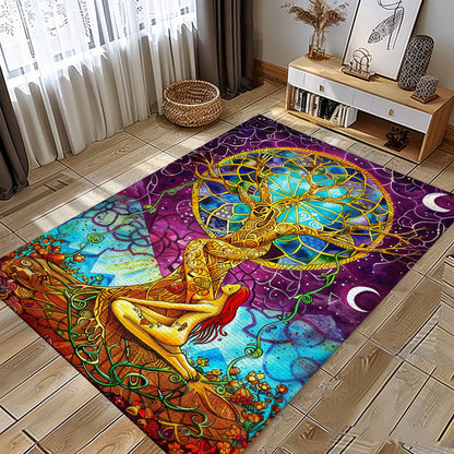 Symbolic Viking Tree of Life Rug: Cultural Decor Piece, Personalized Carpet Viking, Viking Area Rugs for Living Room, Viking Carpet Bedroom, Popular Rug Full Size (3x5, 4x6, 5x8) V127