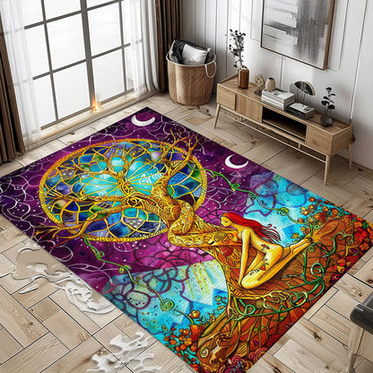 Symbolic Viking Tree of Life Rug: Cultural Decor Piece, Personalized Carpet Viking, Viking Area Rugs for Living Room, Viking Carpet Bedroom, Popular Rug Full Size (3x5, 4x6, 5x8) V127