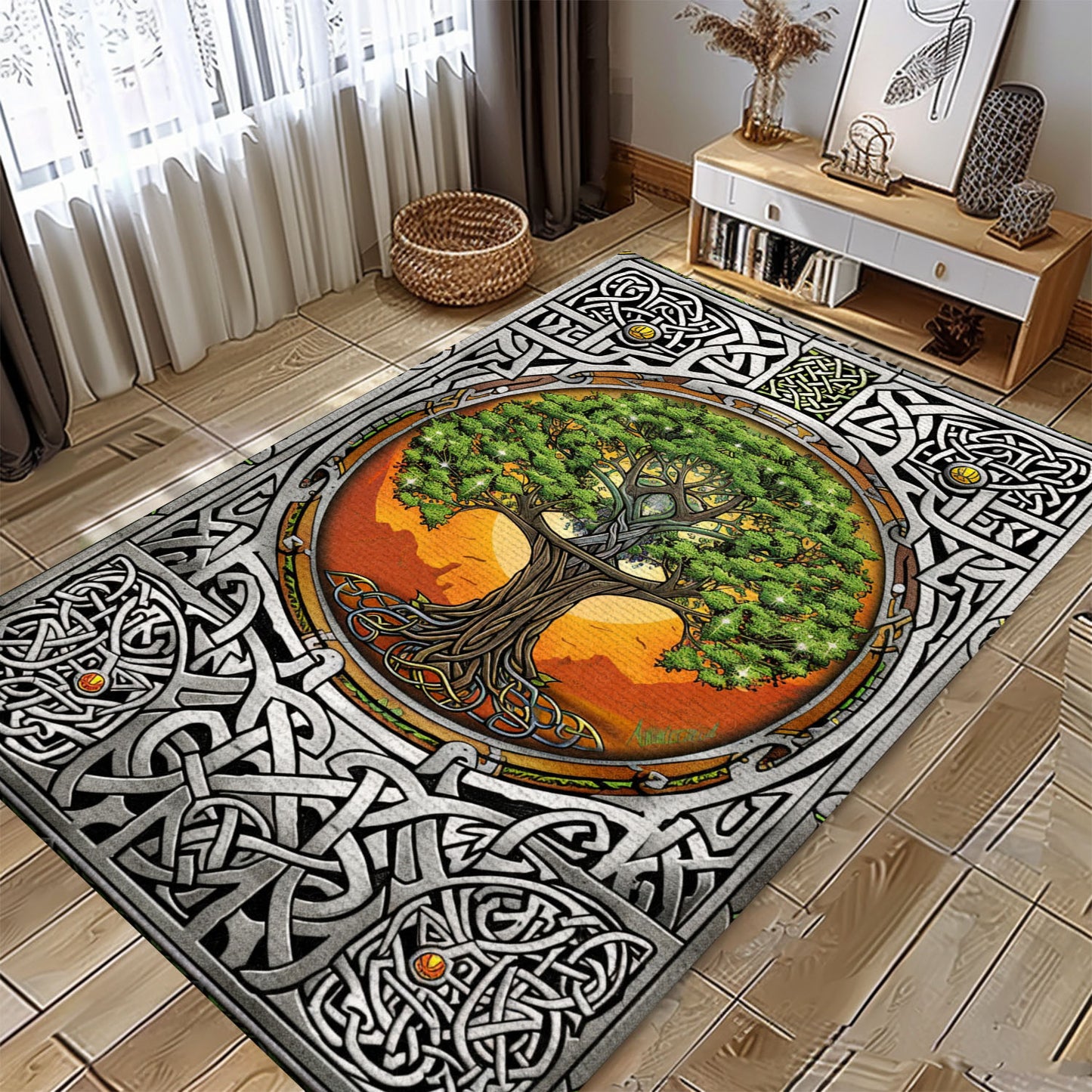 Viking Tree of Life Rug: Mythical Symbolism for Living Space, Personalized Carpet Viking, Viking Area Rugs for Living Room, Viking Carpet Bedroom, Popular Rug Full Size (3x5, 4x6, 5x8) V115