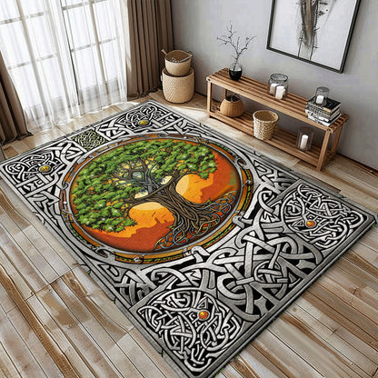 Viking Tree of Life Rug: Mythical Symbolism for Living Space, Personalized Carpet Viking, Viking Area Rugs for Living Room, Viking Carpet Bedroom, Popular Rug Full Size (3x5, 4x6, 5x8) V115