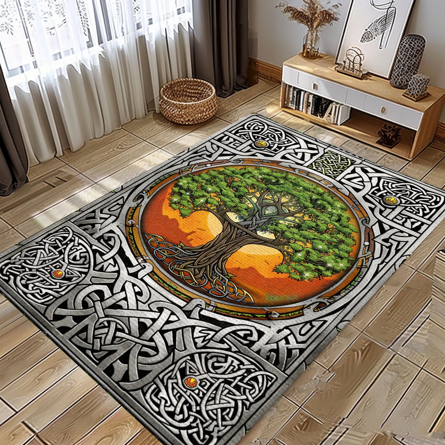 Viking Tree of Life Rug: Mythical Symbolism for Living Space, Personalized Carpet Viking, Viking Area Rugs for Living Room, Viking Carpet Bedroom, Popular Rug Full Size (3x5, 4x6, 5x8) V115