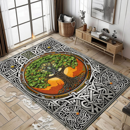 Viking Tree of Life Rug: Mythical Symbolism for Living Space, Personalized Carpet Viking, Viking Area Rugs for Living Room, Viking Carpet Bedroom, Popular Rug Full Size (3x5, 4x6, 5x8) V115