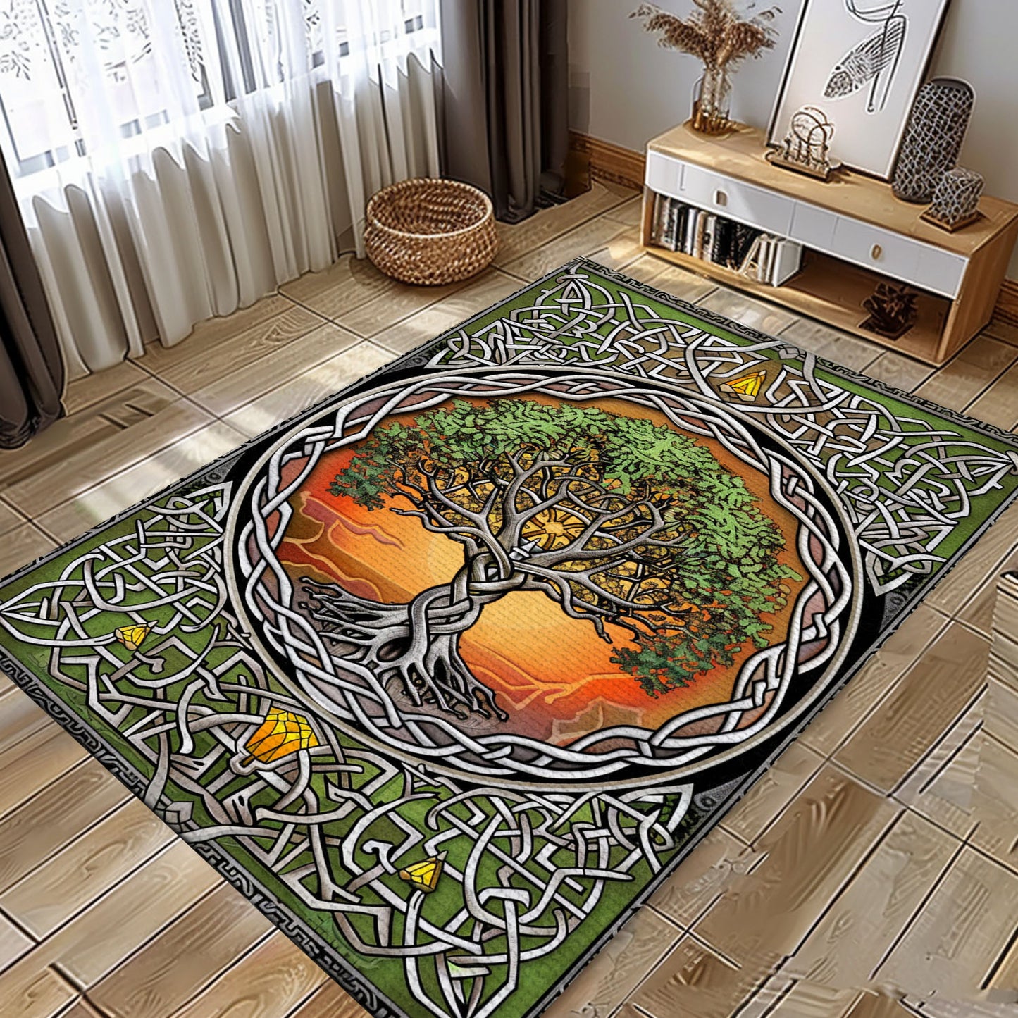 Norse Mythology Influence on Viking Tree of Life Area Rug, Personalized Carpet Viking, Viking Area Rugs for Living Room, Viking Carpet Bedroom, Popular Rug Full Size (3x5, 4x6, 5x8) V114