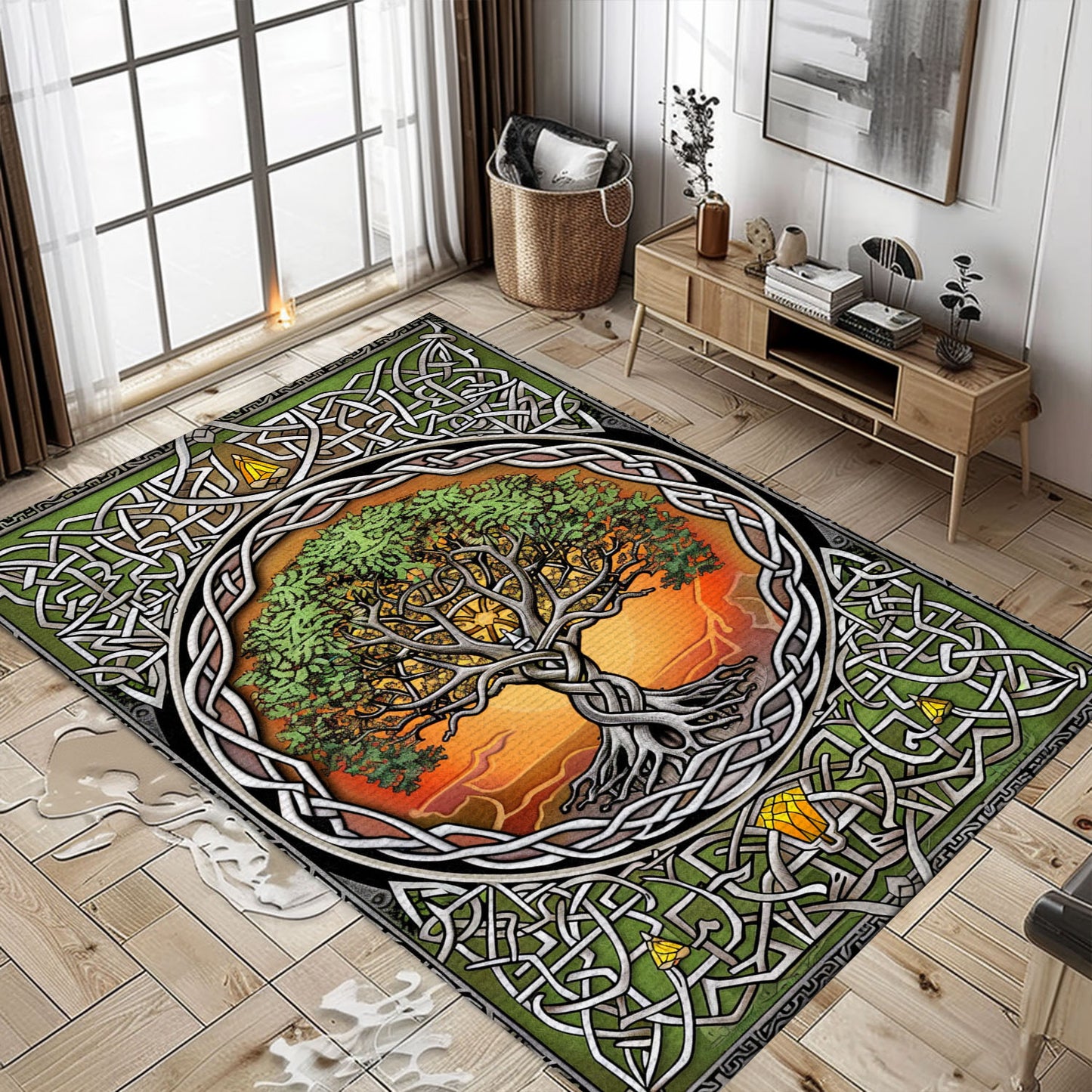 Norse Mythology Influence on Viking Tree of Life Area Rug, Personalized Carpet Viking, Viking Area Rugs for Living Room, Viking Carpet Bedroom, Popular Rug Full Size (3x5, 4x6, 5x8) V114