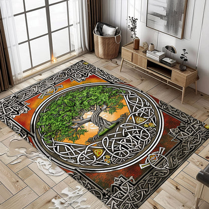 Mythical Viking Tree of Life Rug: Decor Accent, Personalized Carpet Viking, Viking Area Rugs for Living Room, Viking Carpet Bedroom, Popular Rug Full Size (3x5, 4x6, 5x8) V113