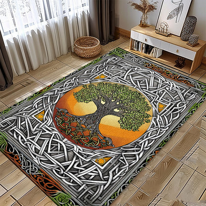 Intricate Norse-Inspired Viking Rug with Tree of Life, Personalized Carpet Viking, Viking Area Rugs for Living Room, Viking Carpet Bedroom, Popular Rug Full Size (3x5, 4x6, 5x8) V111