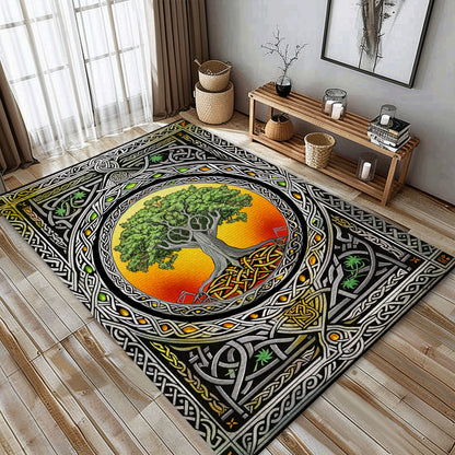 Viking Tree of Life Rug: Cultural Symbol for Home Decor, Personalized Carpet Viking, Viking Area Rugs for Living Room, Viking Carpet Bedroom, Popular Rug Full Size (3x5, 4x6, 5x8) V110