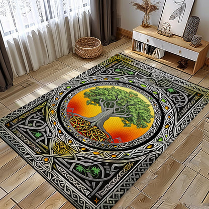 Viking Tree of Life Rug: Cultural Symbol for Home Decor, Personalized Carpet Viking, Viking Area Rugs for Living Room, Viking Carpet Bedroom, Popular Rug Full Size (3x5, 4x6, 5x8) V110