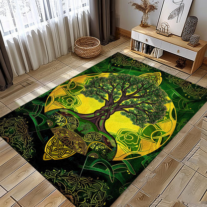 Mythological Viking Area Rug Depicting Tree of Life, Personalized Carpet Viking, Viking Area Rugs for Living Room, Viking Carpet Bedroom, Popular Rug Full Size (3x5, 4x6, 5x8) V109