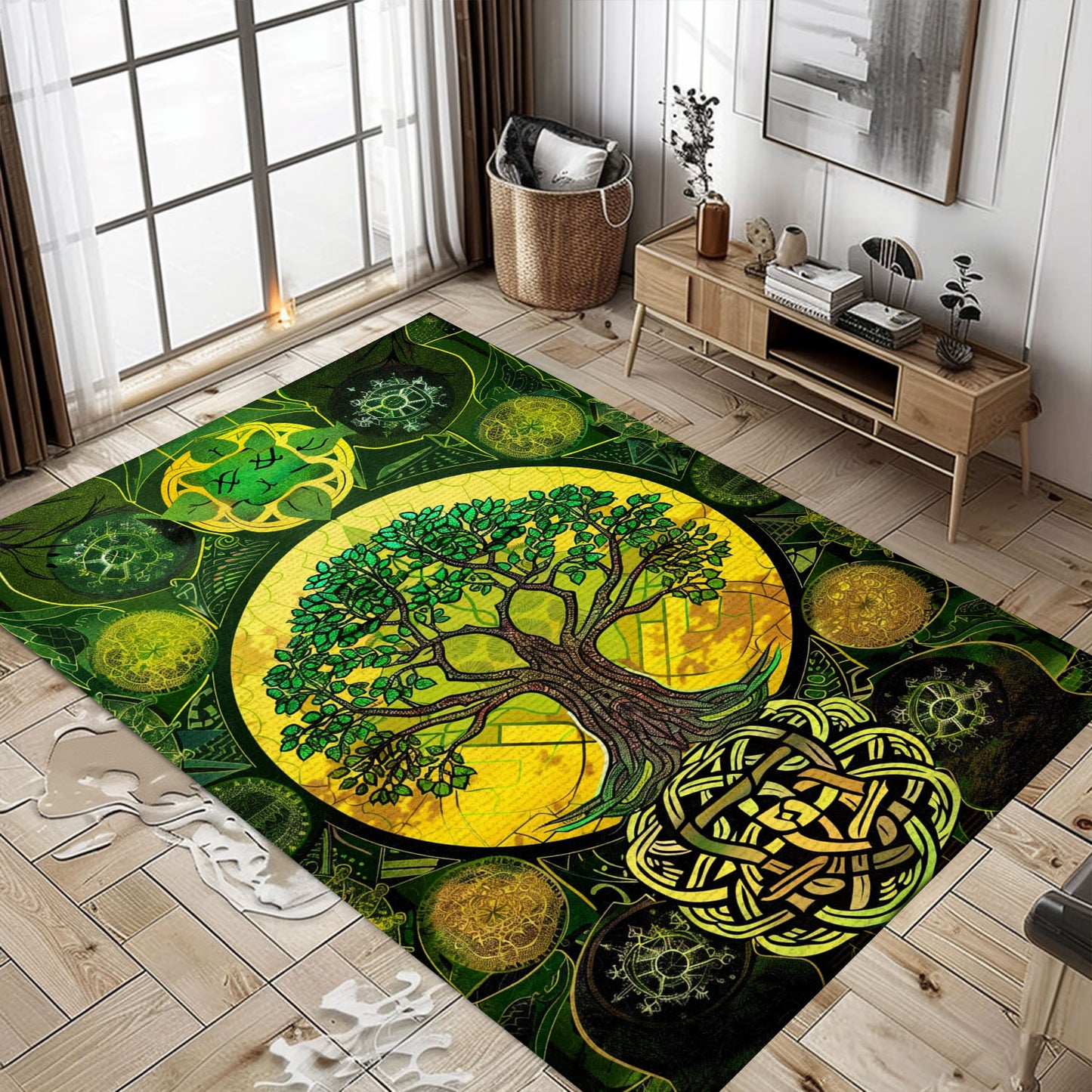 Symbolic Norse-Inspired Rug with Viking Tree of Life, Personalized Carpet Viking, Viking Area Rugs for Living Room, Viking Carpet Bedroom, Popular Rug Full Size (3x5, 4x6, 5x8) V108