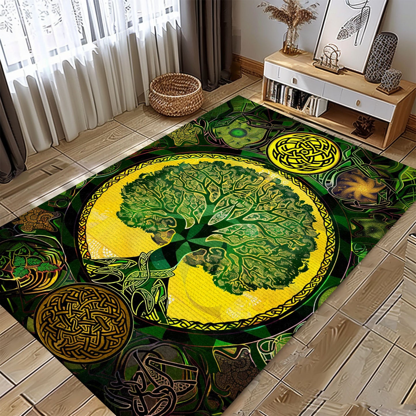 Viking Tree of Life Rug: Mythical Decor Piece, Personalized Carpet Viking, Viking Area Rugs for Living Room, Viking Carpet Bedroom, Popular Rug Full Size (3x5, 4x6, 5x8) V107