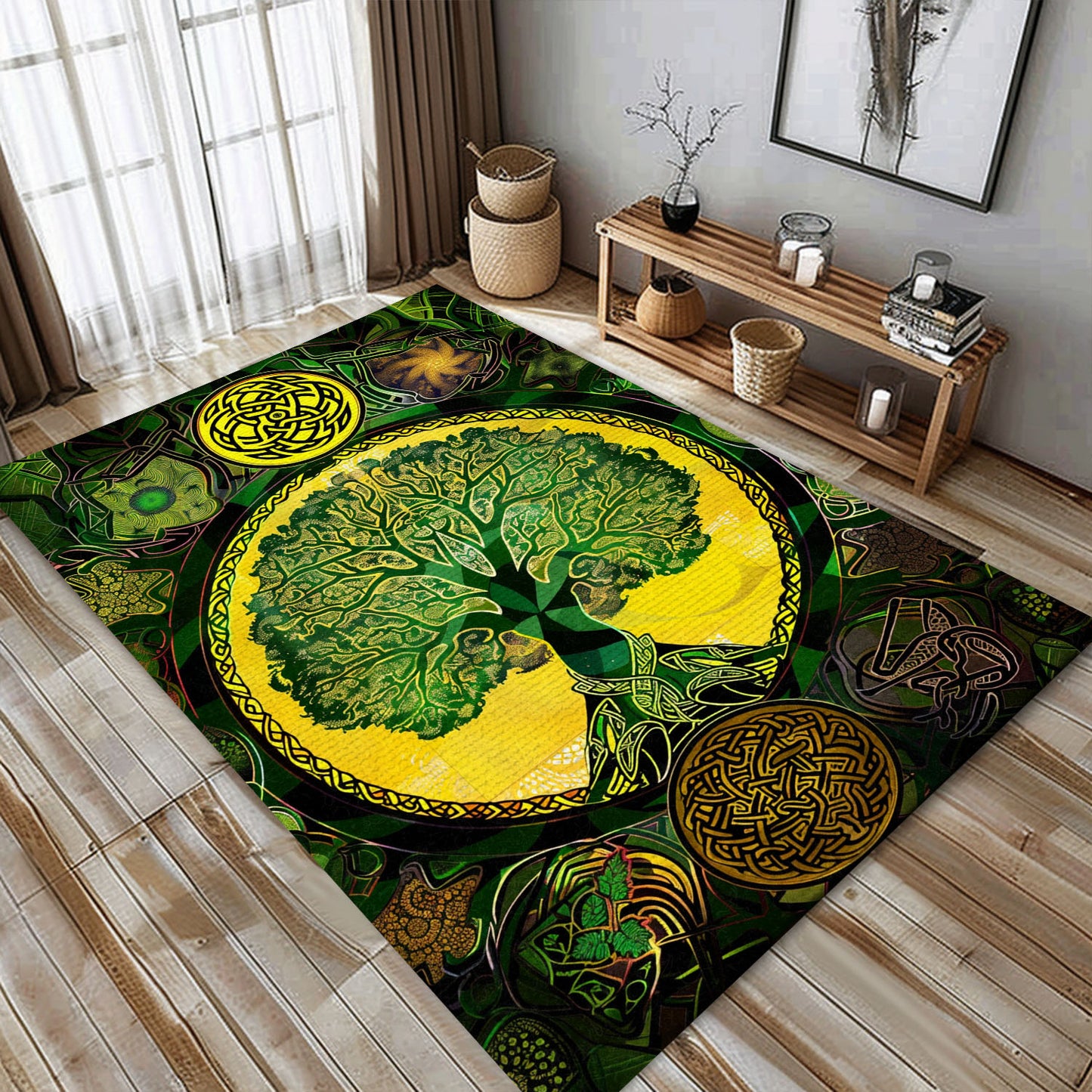 Viking Tree of Life Rug: Mythical Decor Piece, Personalized Carpet Viking, Viking Area Rugs for Living Room, Viking Carpet Bedroom, Popular Rug Full Size (3x5, 4x6, 5x8) V107