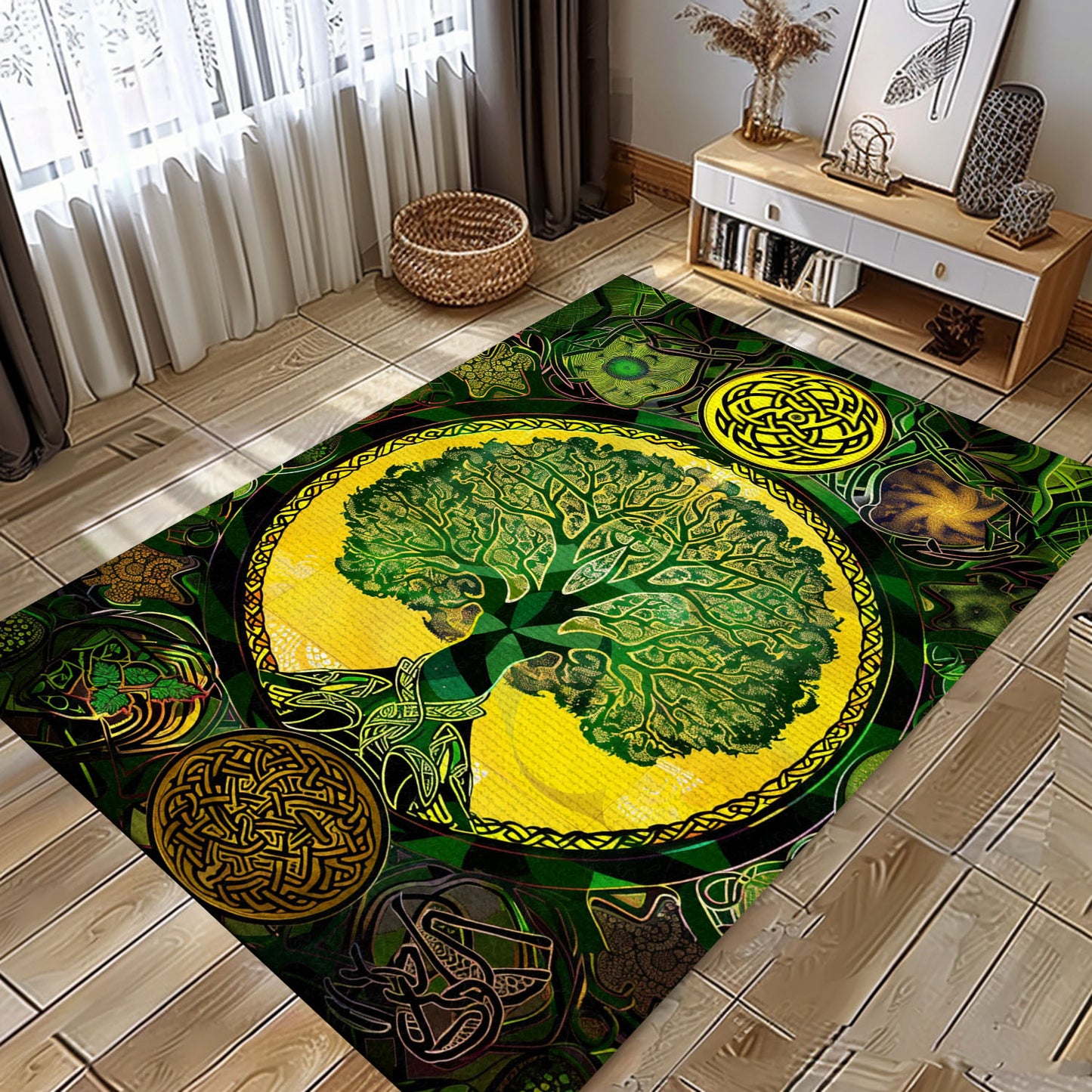 Viking Tree of Life Rug: Mythical Decor Piece, Personalized Carpet Viking, Viking Area Rugs for Living Room, Viking Carpet Bedroom, Popular Rug Full Size (3x5, 4x6, 5x8) V107