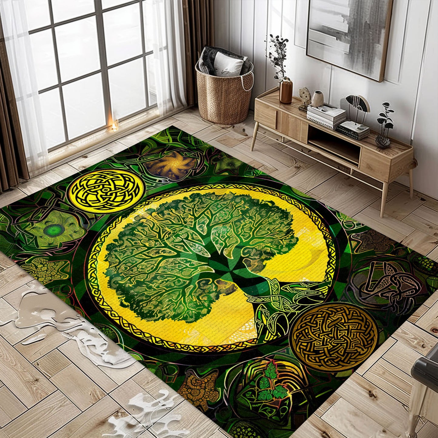 Viking Tree of Life Rug: Mythical Decor Piece, Personalized Carpet Viking, Viking Area Rugs for Living Room, Viking Carpet Bedroom, Popular Rug Full Size (3x5, 4x6, 5x8) V107