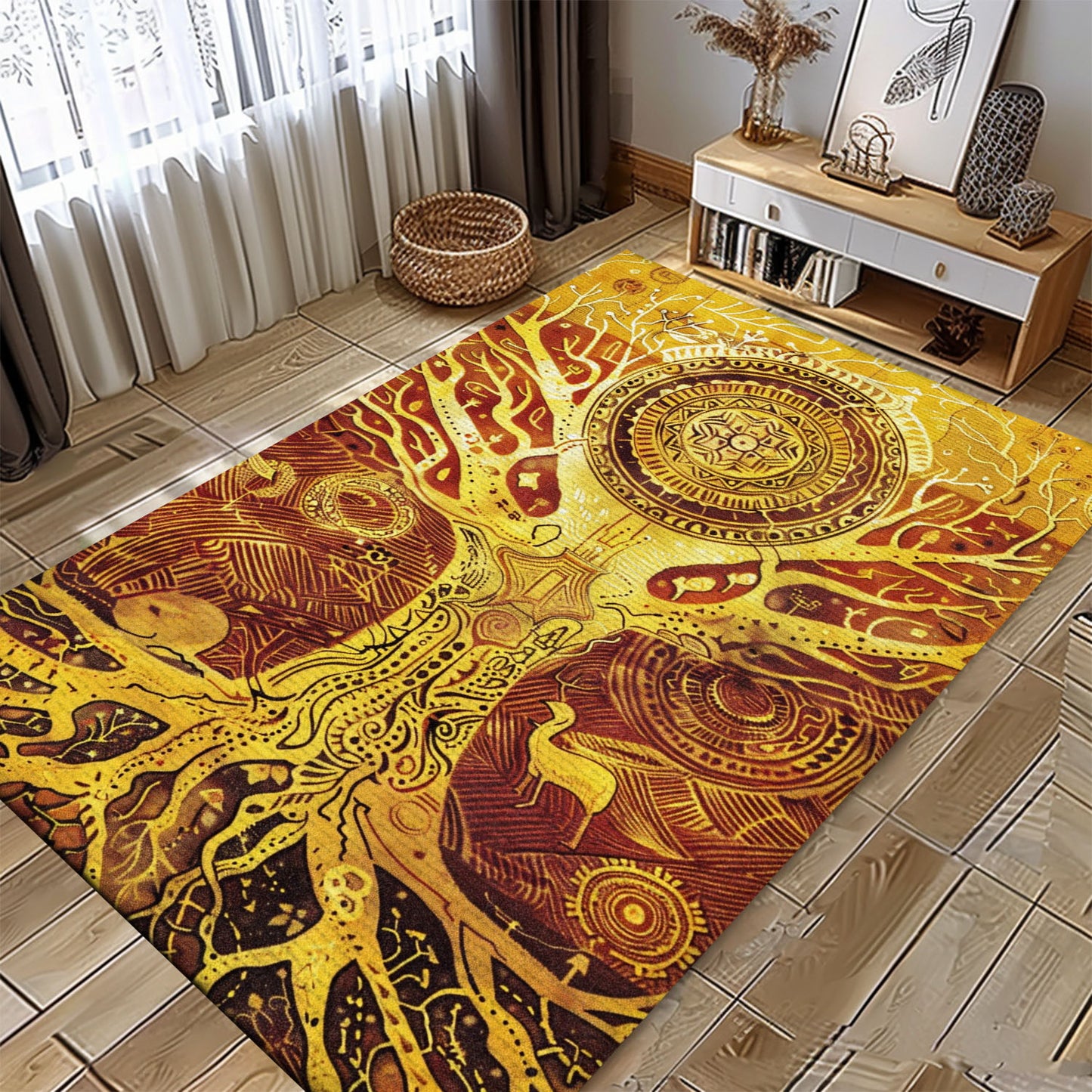 Norse Mythology Influence on Viking Tree of Life Rug, Personalized Carpet Viking, Viking Area Rugs for Living Room, Viking Carpet Bedroom, Popular Rug Full Size (3x5, 4x6, 5x8) V106