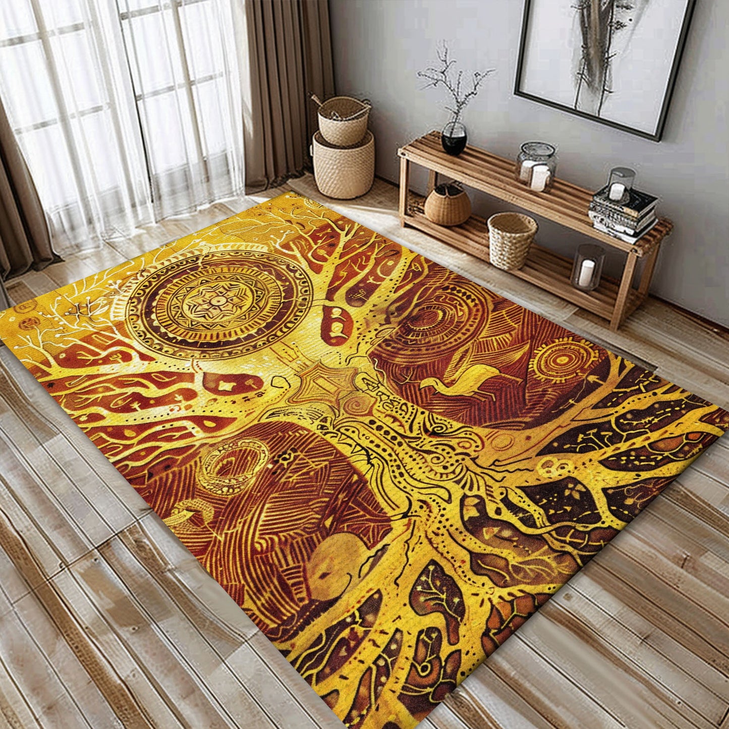 Norse Mythology Influence on Viking Tree of Life Rug, Personalized Carpet Viking, Viking Area Rugs for Living Room, Viking Carpet Bedroom, Popular Rug Full Size (3x5, 4x6, 5x8) V106