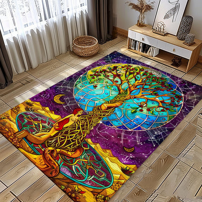 Mythological Viking Area Rug with Intricate Tree of Life Design, Personalized Carpet Viking, Viking Area Rugs for Living Room, Viking Carpet Bedroom, Popular Rug Full Size (3x5, 4x6, 5x8) V116