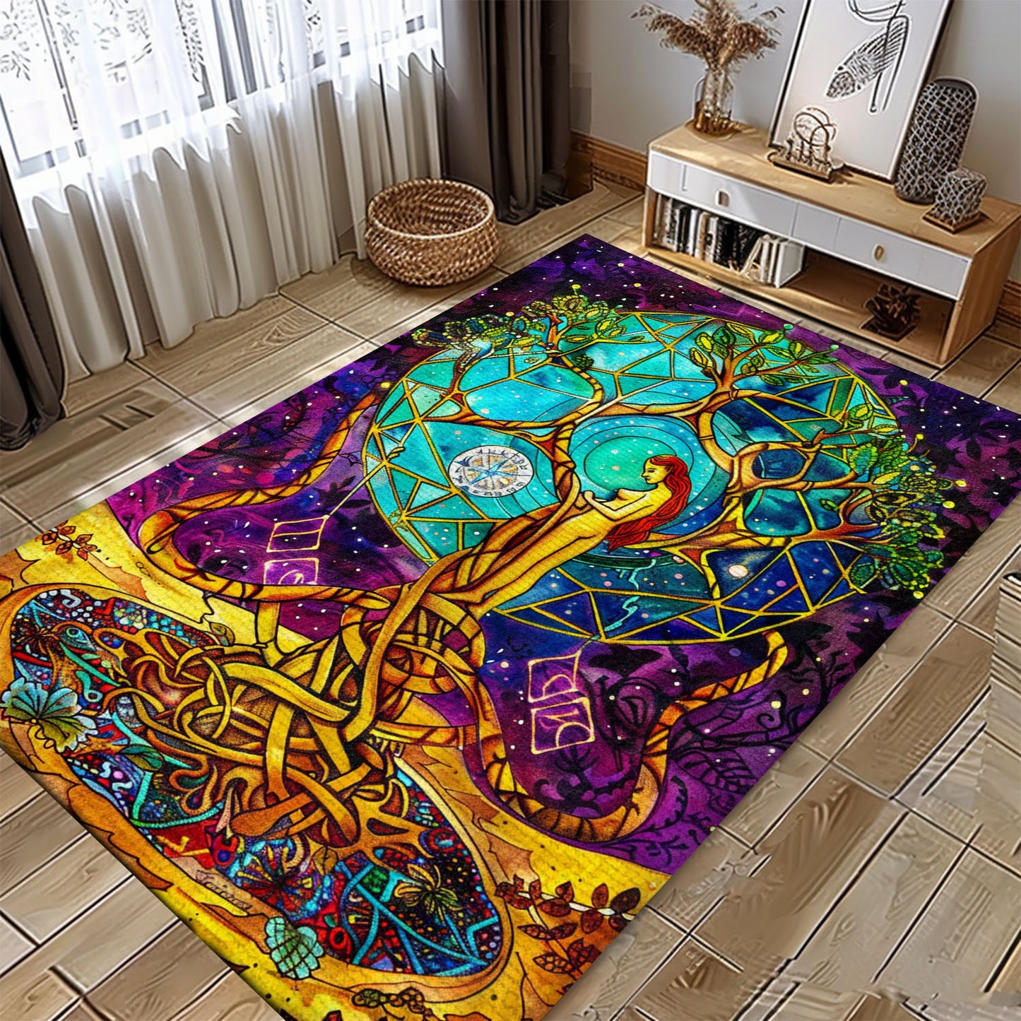 Unique Viking Area Rug: Tree of Life Design for Home, Personalized Carpet Viking, Viking Area Rugs for Living Room, Viking Carpet Bedroom, Popular Rug Full Size (3x5, 4x6, 5x8) V105