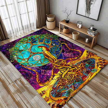 Unique Viking Area Rug: Tree of Life Design for Home, Personalized Carpet Viking, Viking Area Rugs for Living Room, Viking Carpet Bedroom, Popular Rug Full Size (3x5, 4x6, 5x8) V105