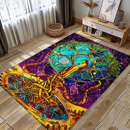 Unique Viking Area Rug: Tree of Life Design for Home, Personalized Carpet Viking, Viking Area Rugs for Living Room, Viking Carpet Bedroom, Popular Rug Full Size (3x5, 4x6, 5x8) V105