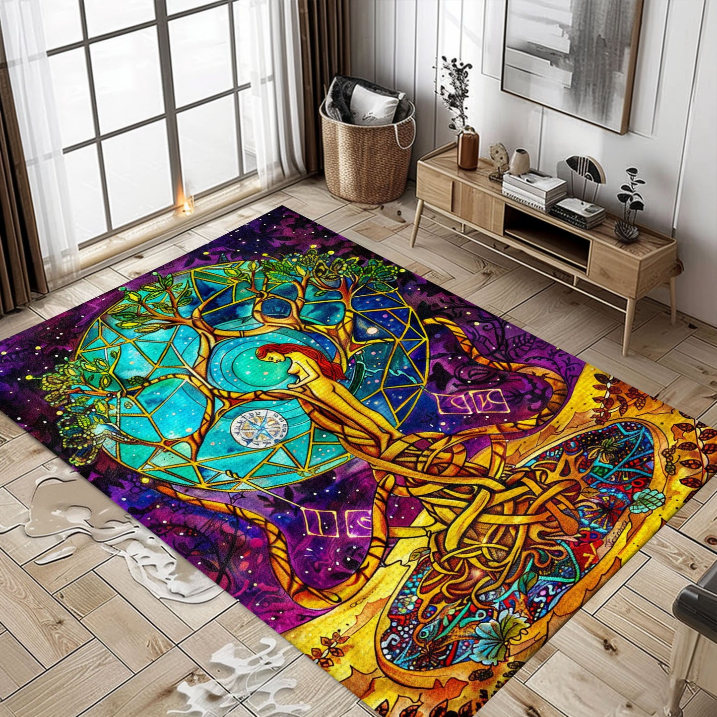 Unique Viking Area Rug: Tree of Life Design for Home, Personalized Carpet Viking, Viking Area Rugs for Living Room, Viking Carpet Bedroom, Popular Rug Full Size (3x5, 4x6, 5x8) V105