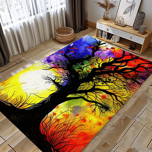 Mythological Viking Area Rug with Tree of Life Motif, Personalized Carpet Viking, Viking Area Rugs for Living Room, Viking Carpet Bedroom, Popular Rug Full Size (3x5, 4x6, 5x8) V102