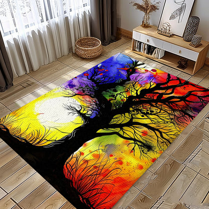 Mythological Viking Area Rug with Tree of Life Motif, Personalized Carpet Viking, Viking Area Rugs for Living Room, Viking Carpet Bedroom, Popular Rug Full Size (3x5, 4x6, 5x8) V102