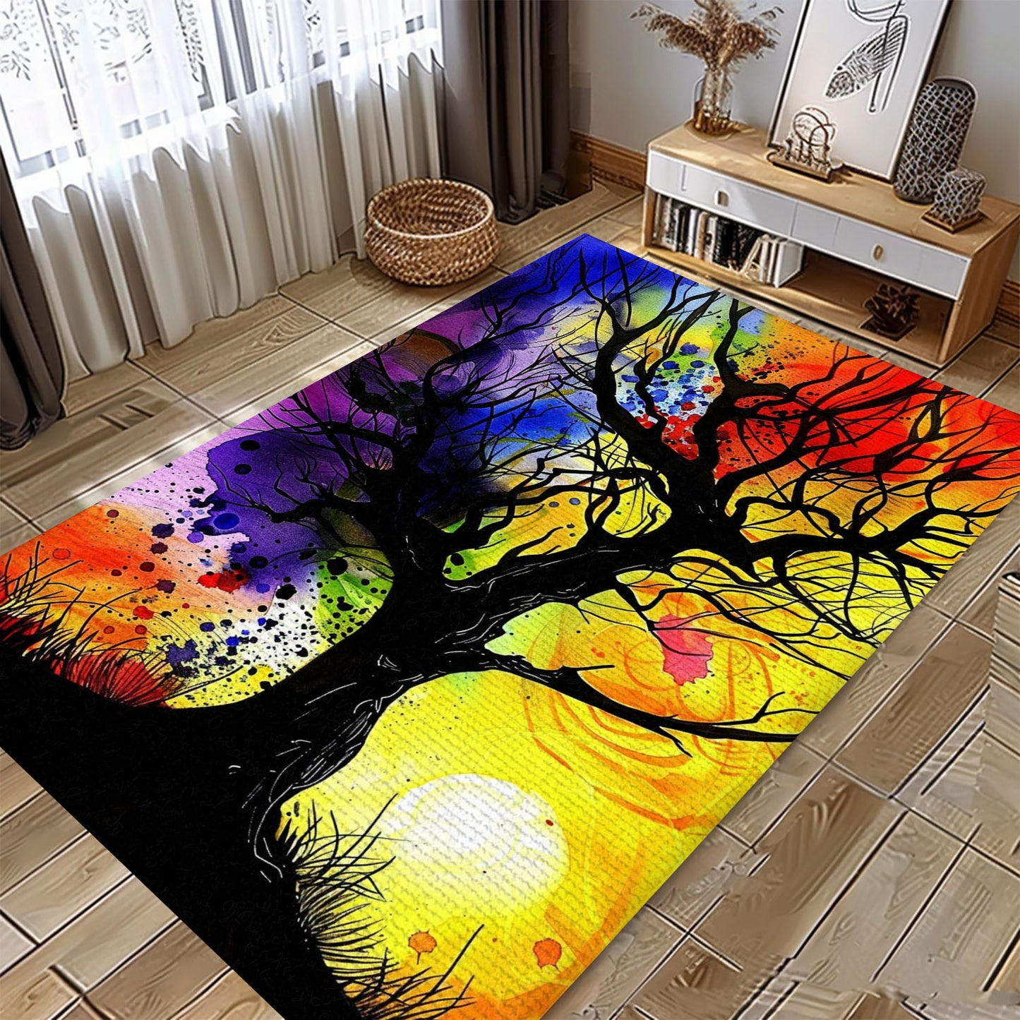 Norse-Inspired Viking Tree of Life Rug: Bedroom and Living Room Decor, Personalized Carpet Viking, Popular Rug Full Size (3x5, 4x6, 5x8) V101