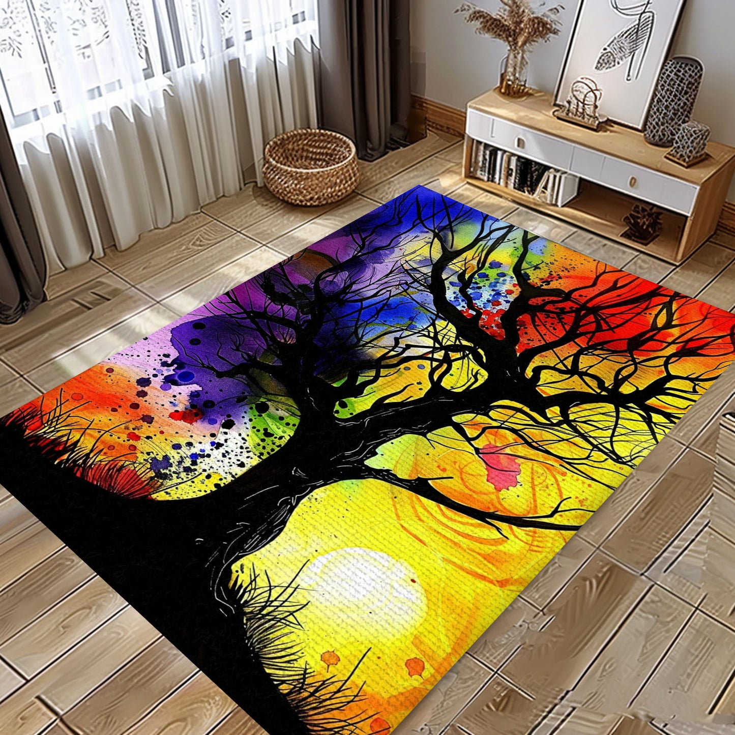 Norse-Inspired Viking Tree of Life Rug: Bedroom and Living Room Decor, Personalized Carpet Viking, Popular Rug Full Size (3x5, 4x6, 5x8) V101