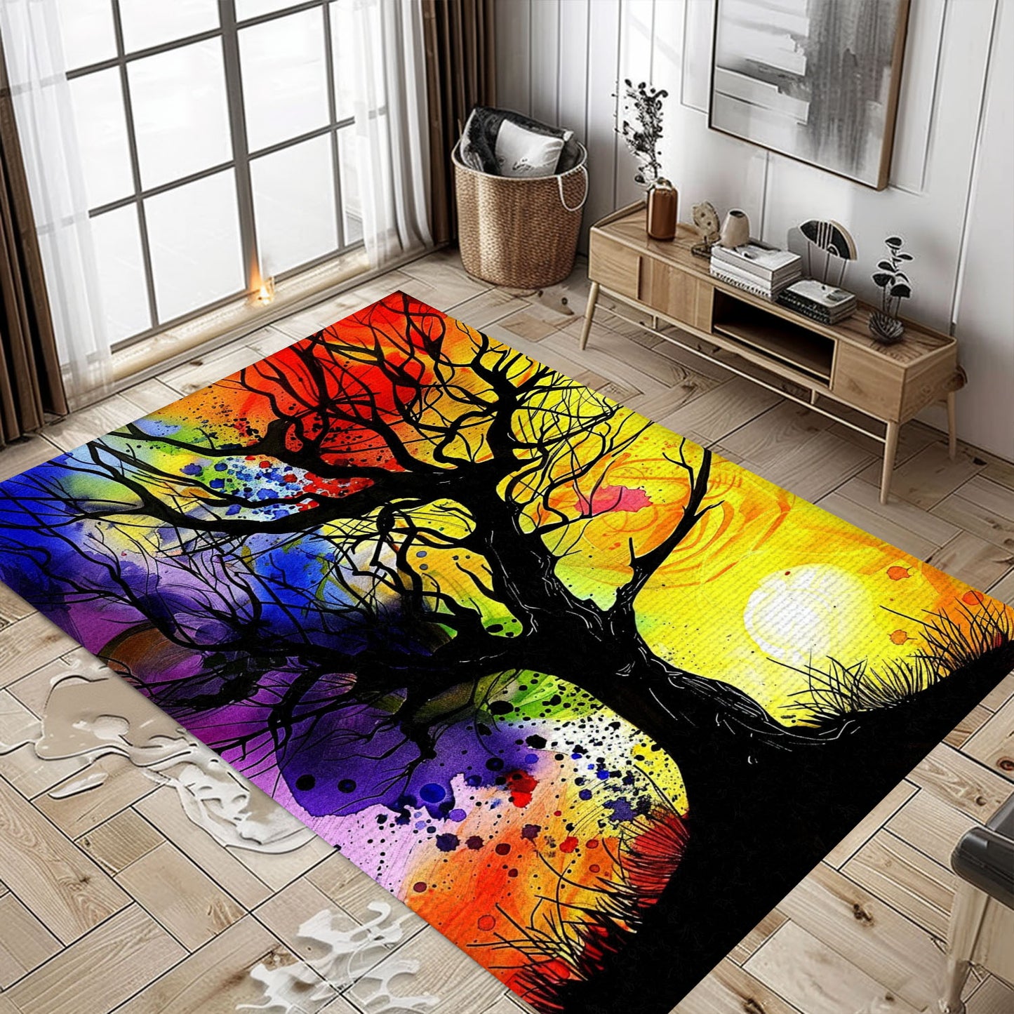 Norse-Inspired Viking Tree of Life Rug: Bedroom and Living Room Decor, Personalized Carpet Viking, Popular Rug Full Size (3x5, 4x6, 5x8) V101