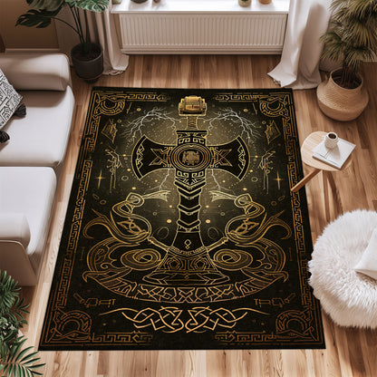 Intricate Viking Celtic Rug - Premium Norse Mythology Decor, Viking Rug, Personalized Carpet Viking Full Size for Viking Lovers